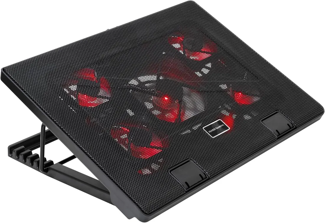 Mars Gaming MNBC2, Base PC, 5 Ventiladores, LED Roja, 2 x USB 2.0, 17.35", Negro foto 3