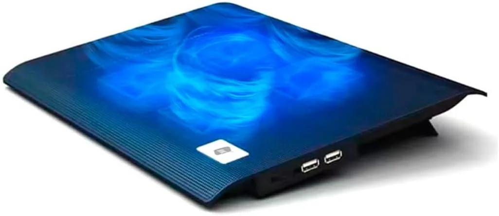 NK Base Refrigeradora Portátil - Ventilador Ordenador Portatil de 12-17" con Soporte, 4 Ventiladores Silenciosos, 2 Puertos USB, Refrigeración Rápida, Luz LED Azul - Color Negro foto 2