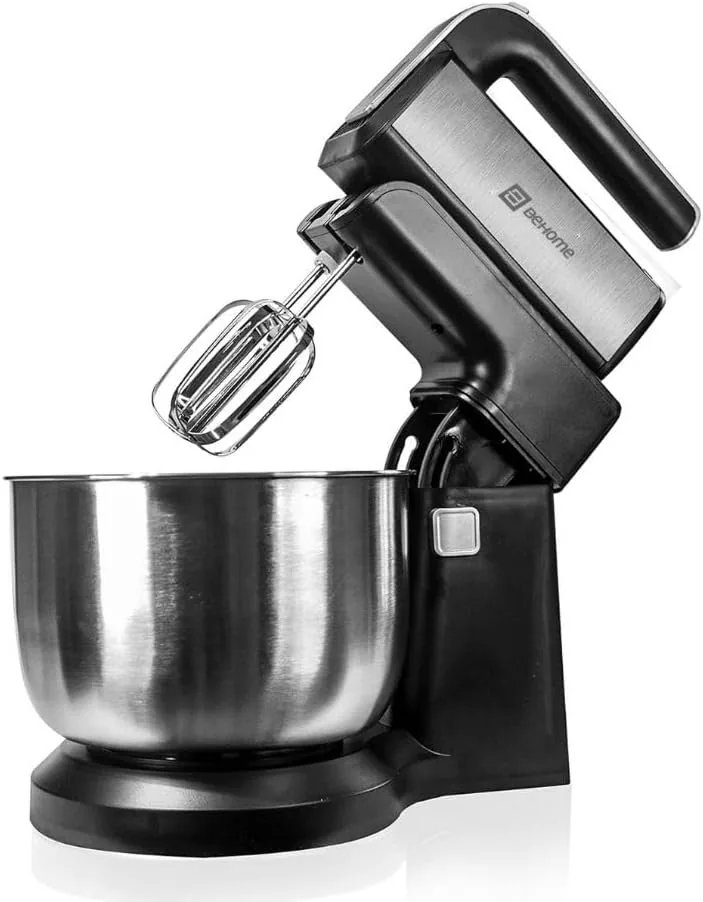 BEHOME Batidora Amasadora Reposteria 5L, Batidora de Varillas con Accesorios 300W, Bol de Acero Inoxidable 5 Velocidades, Función Turbo foto 3