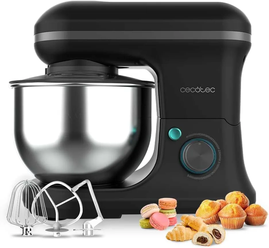 Cecotec Batidora Amasadora Cecomixer Merengue 5L 1200 Black, 1200 W en 6 Niveles, 5 Funciones, Movimiento Planetario, Diseño Elegante, Bol de Acero de 5 L y Accesorios para Batir y Amasar foto 2