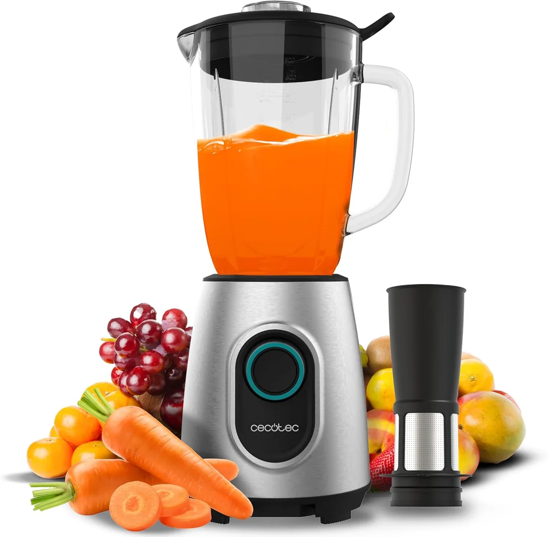 Cecotec Batidora de Vaso Power Black Titanium 2000MAX Inox Pro. 1800W, 27800 RPM, 8 Cuchillas Titanio Negro, Jarra Vidrio 1.8L, 2 Velocidades, Pulse, Pica Hielo, Lavavajillas, Filtro Licuado, Acero foto 2