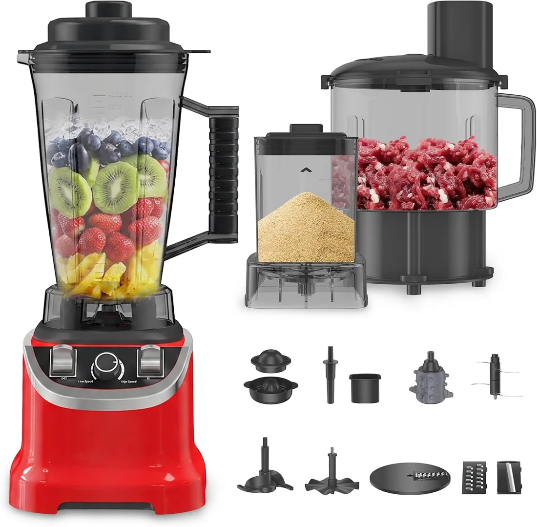 Licuadora De Alta Potencia 2000 Vatios, Licuadora De Pie De Acero Inoxidable, Capacidad De 3 Litros, 32000 Rpm, Para Exprimir Jugos, Picar Carne, Batidos, Puré De Frutas, Pelar Ajo, Moler foto 3