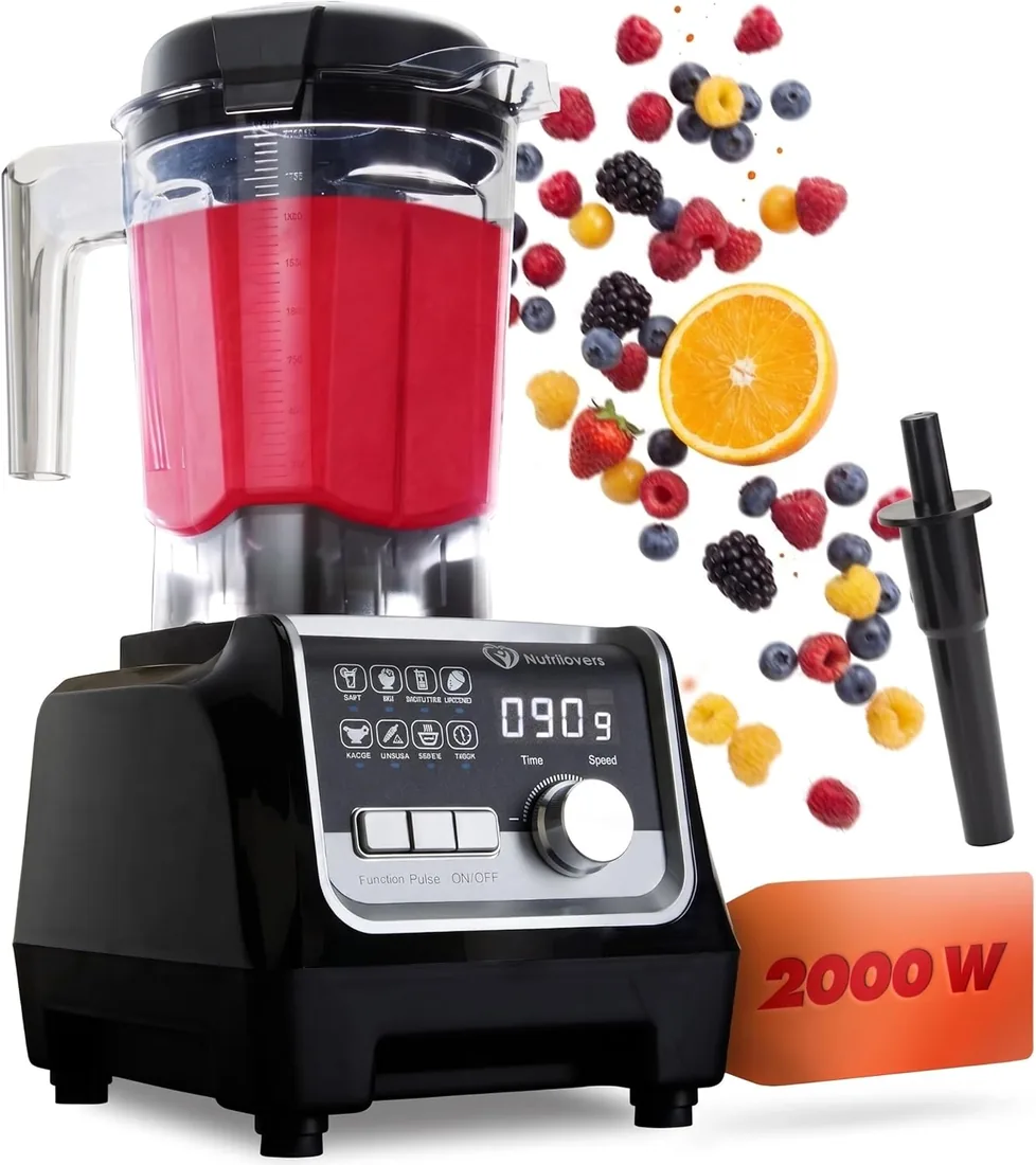 Nutrilovers Batidora de Vaso Alto Rendimiento 2000W, 2L, Sin BPA