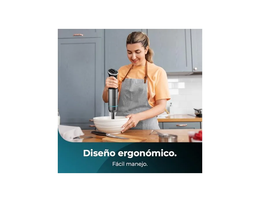 Cecotec Batidora de Mano Power Neutron 1100MAX Pro. 1100W Potencia Máxima, 4 Cuchillas Recubrimiento de Titanio, Velocidad Ajustable, Función Turbo, Pie XL, Vaso 800ml, Picadora y  foto 3