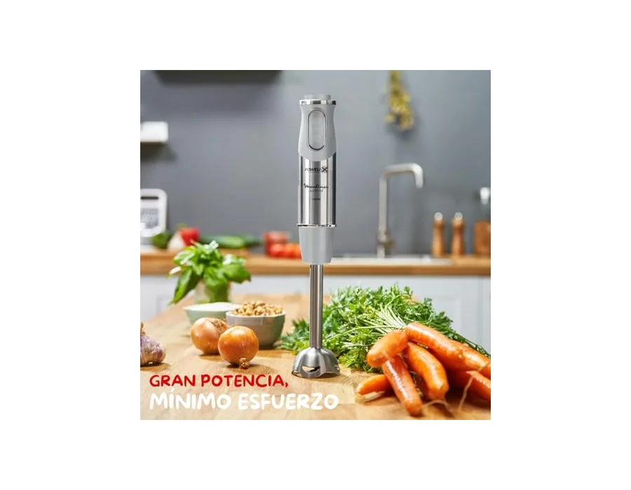 Moulinex Quickchef, Batidora de mano, Potencia de 1000 W, Cuchillas Powelix, 20 velocidades variables y modo turbo, Incluye picadora 500 ml, vaso medidor 800 ml y varillas, Gris, D foto 3