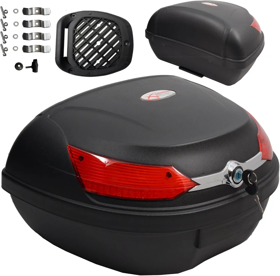 Baúl de moto universal 48 LT A-pro, desenganche rápido, para equipaje en motocicleta, quad y scooter foto 2
