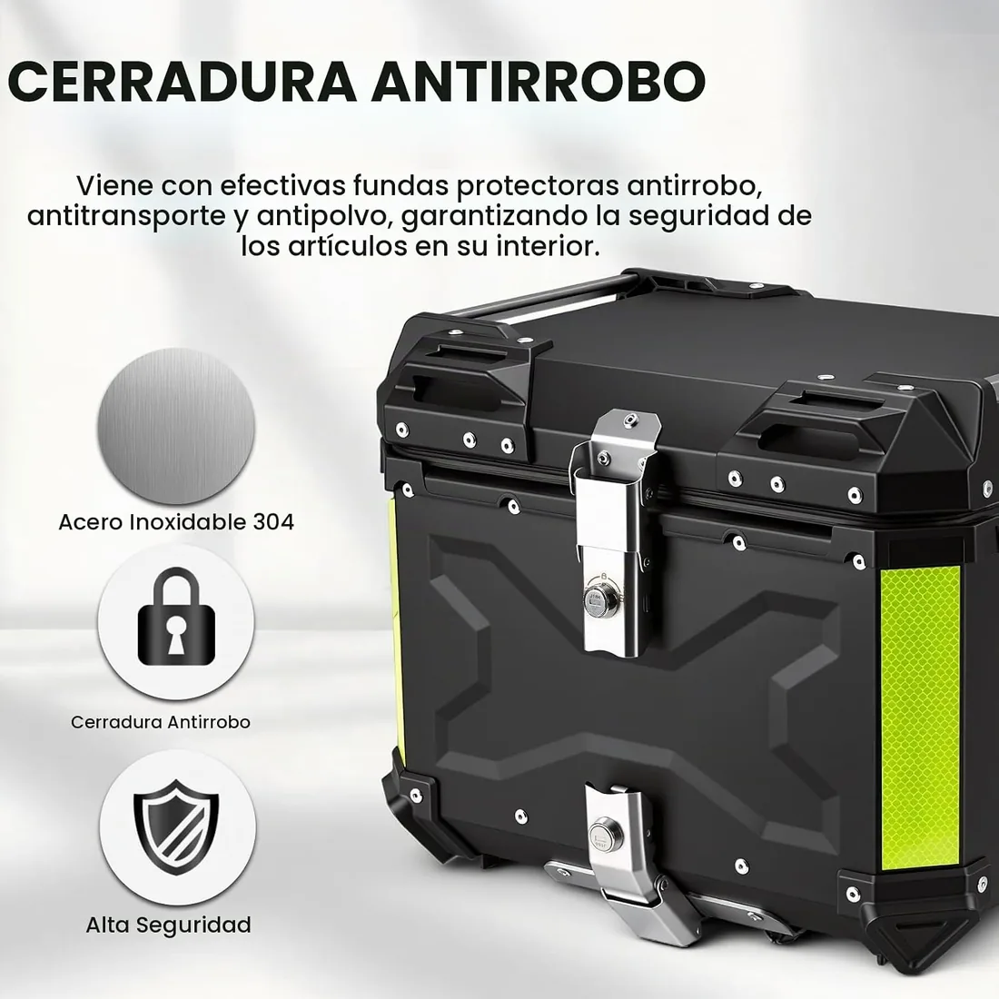 MOCOERL Baúl para Motocicleta Universal, Top Case Moto de Aluminio Impermeable, con Respaldo Cerradura de Seguridad, Caja Trasera para Casco Negro(45L) 702B foto 3