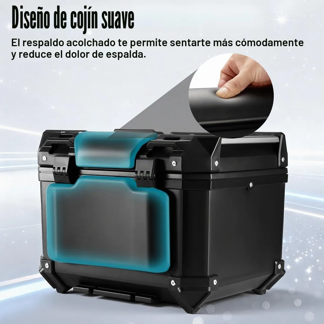 MOCOERL Maleta para Moto 45L, Baul Moto ABS, Gran capacdad, Resistente al Agua, portaequipajes, maletin, motocceta, Caja defijacion Universal Negro (E-570) foto 3