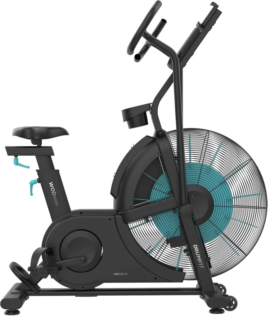 Cecotec Bicicleta de Aire Drumfit WOD Rider Ultimate. Ventilador 679.5mm, Pedaleo Bidireccional, Sistema de Doble Correa, Pantalla LCD HD, Compatible APP Mambo, hasta 150kg y 190cm de Altura