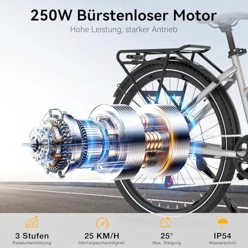 HITWAY 28" Bicicleta Eléctrica de Trekking y Ciudad, Par 35 Nm, Batería 768 Wh foto 2