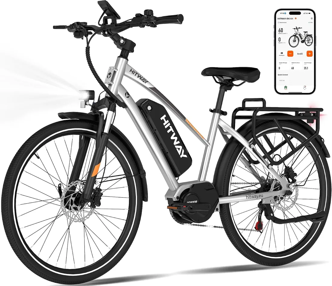 HITWAY BK-U1 Bicicleta Eléctrica 27,5" Motor Central, Autonomía hasta 180 km