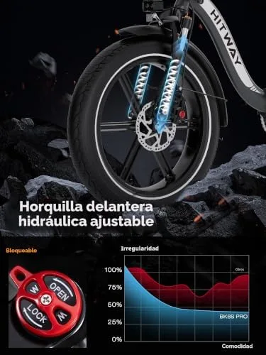 HITWAY BK6S PRO Bicicleta Eléctrica Plegable Todoterreno 20", Batería 864 Wh foto 2