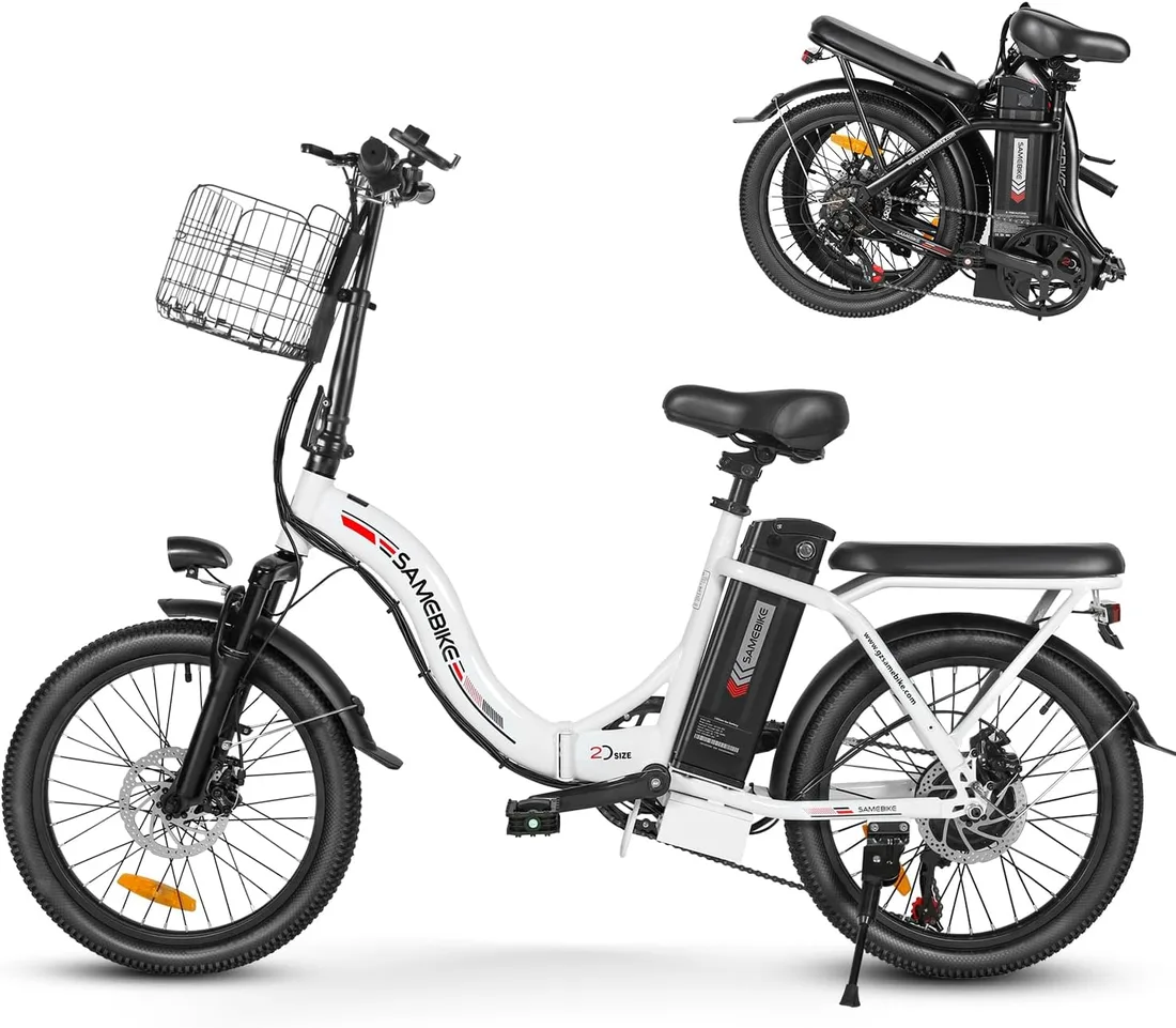 SAMEBIKE CY20-ft Bicicleta Eléctrica Plegable 20" con Cesta