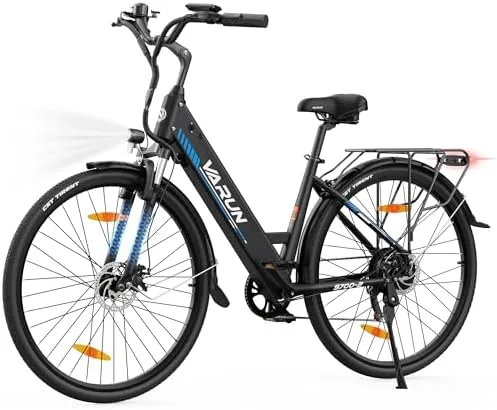 VARUN S700-2 Bicicleta Eléctrica de Ciudad 28", Paso Bajo, Batería 499 Wh