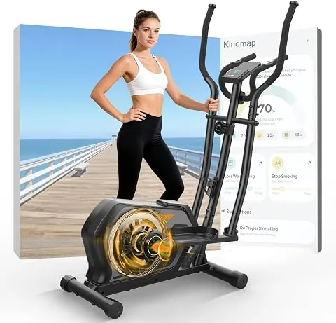 3 in 1 Máquina Bicicleta Elíptica para Casa con 16 Niveles de Resistencia | Elíptica con Monitor LCD, Bluetooth App y Sopo