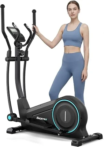 Dripex Bicicleta Elíptica para Casa, Silenciosa con Resistencia Magnética de 16 Niveles, Soporta 120 kg, Monitor LCD, Entrenamiento de Cardio y Cuerpo Completo
