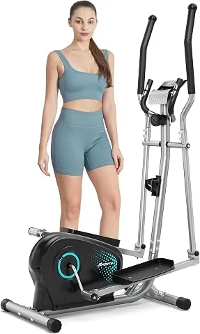 Dripex Eliptica para Casa, Bicicleta Elíptica Silenciosa con Volante de Inercia 6 kg, 16 Niveles de Resistencia Ajustables, Sensor de Pulso y Pantalla LCD, Elíptica de Fitness Cardio foto 3