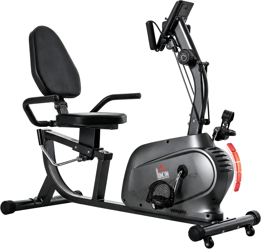 HOMCOM Bicicleta Estática con Respaldo 8 Niveles de Resistencia Volante