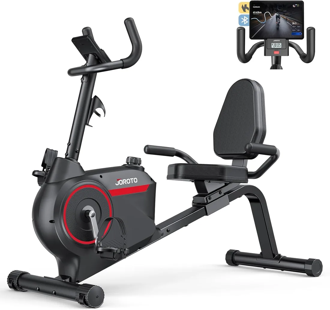 JOROTO JH30/JH30PRO Bicicleta Estatica para Casa, Bicicleta Reclinada Magnética Bluetooth, Bici Estática Respaldo con Capacidad de Peso 136KG, Pantalla LCD, Asiento Ajustable para Entrenamiento Cardio foto 3