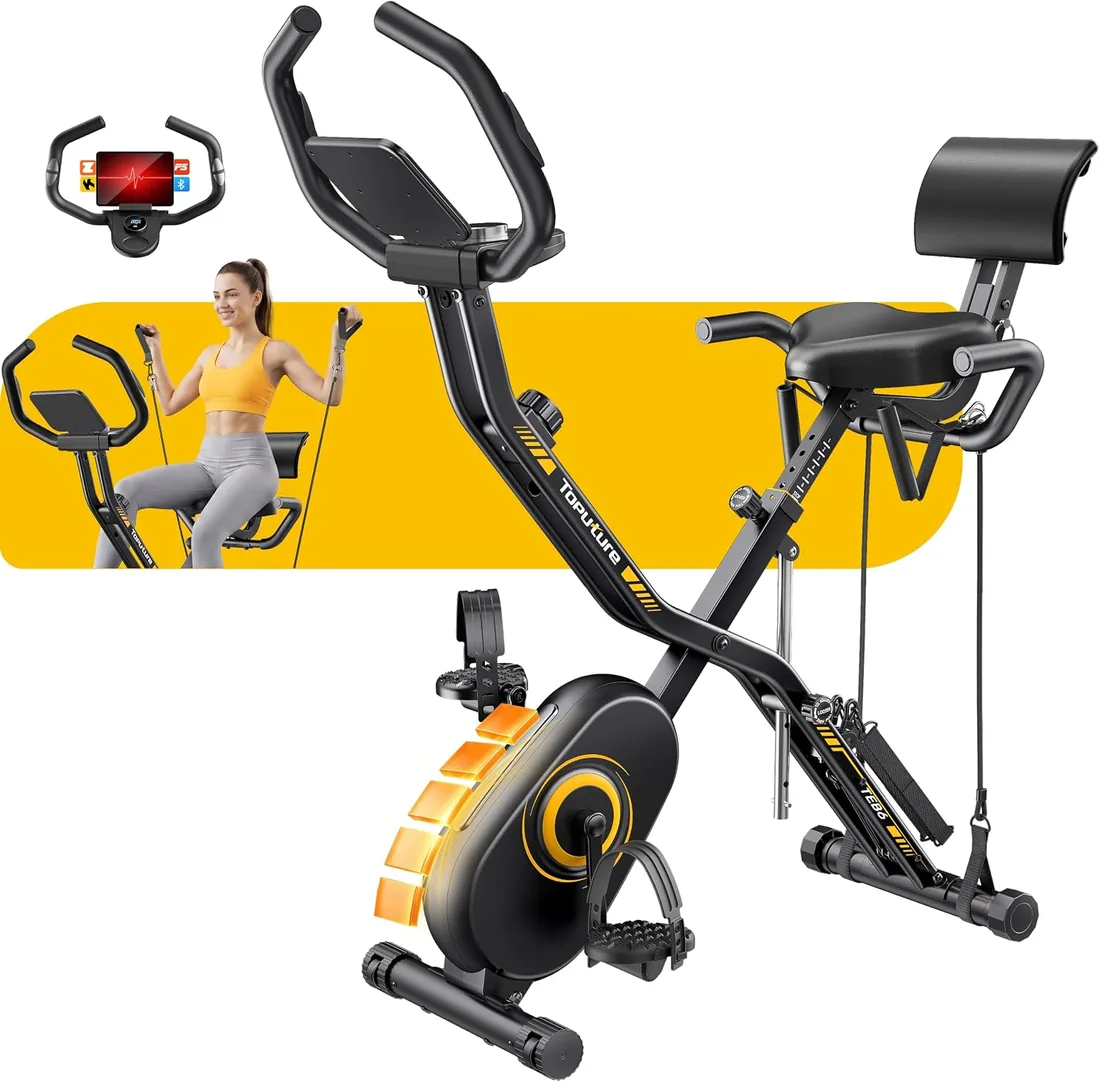 Toputure Bicicleta Estática Magnética Plegable 5 en 1 Pro con APP, Estable foto 3