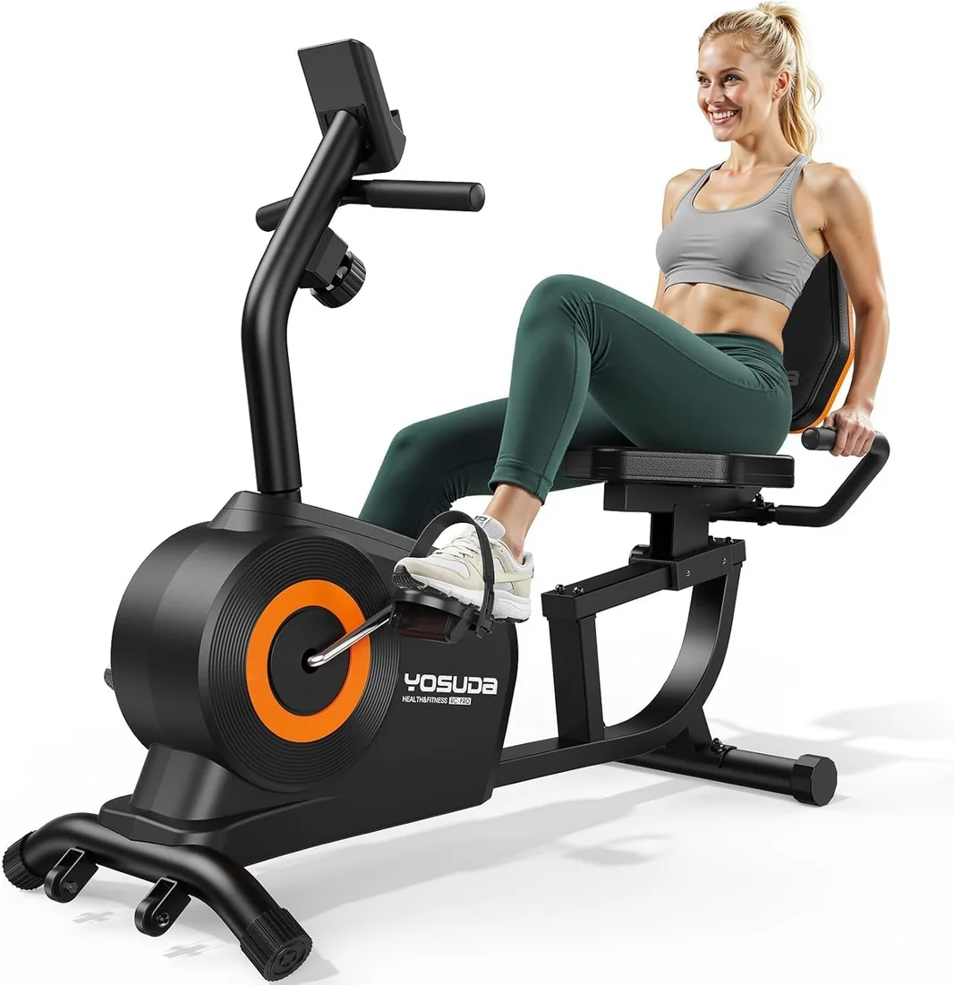 YOSUDA Bicicleta Estática Reclinada Doméstica – 16 Niveles Resistencia Magnética, Silenciosa, Asiento Ajustable, Montaje Fácil, Pantalla LCD, Sensores Pulso, Hasta 160kg, Bici estatica con respaldo foto 3