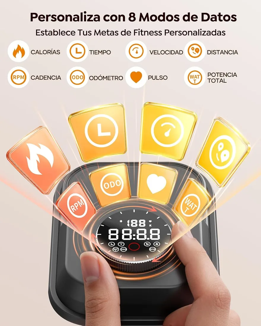 2026 Mejorar Burever Bicicleta Estática con Pantalla LCD Táctil, Objetivos Personalizables, Bici Estática con Soporte para Mancuernas y Portavasos, Volante 15 KG, MAX 170KG foto 3