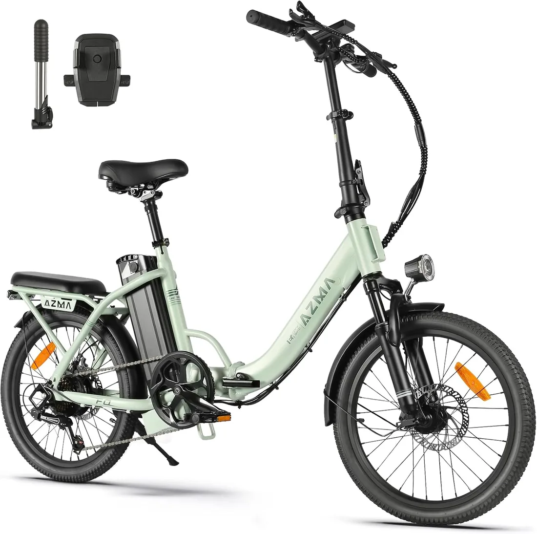AZMA Bicicleta Eléctrica Plegable, 20" Bicicleta Eléctrica con Batería de 36V20.8Ah/15Ah, 7 Velocidades E Bike, Hombres Mujeres, Playa y Desplazamientos Urbanos