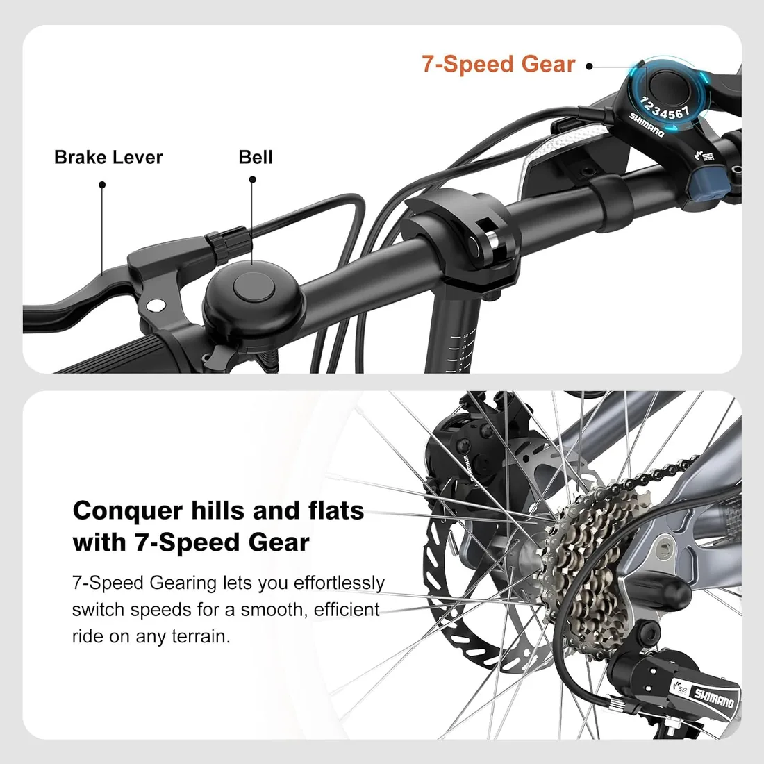 EVERCROSS EM1 Bicicleta Plegable para Adultos y Jóvenes Desde 12 Años | Bici con Ruedas 20", Shimano 7 Velocidades, Aluminio, Doble Freno de Disco, Sillín y Manillar Regulables, altura 150–185 cm foto 3