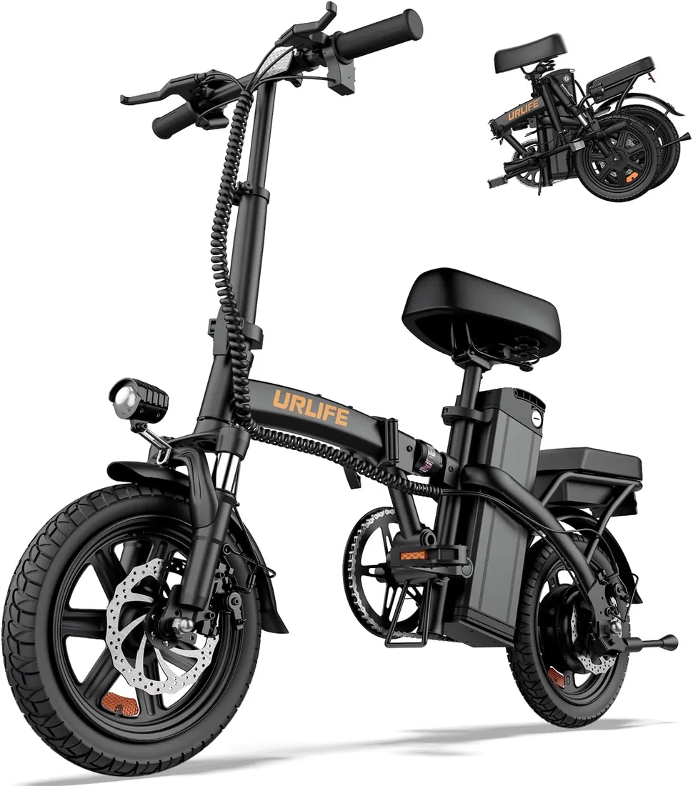 URLIFE Bicicleta eléctrica Plegable de 14", Bike con pedaleo asistido batería 48V 7.5AH, Bici eléctricas con Motor de 250W de Alta Velocidad Alcance máximo 40-60KM foto 2
