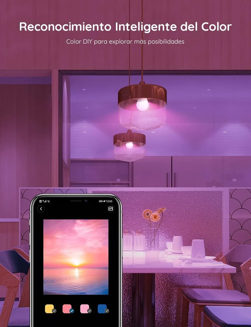 Govee Bombilla LED E27 Inteligentes WiFi y Bluetooth, Juego de 2 | Compatible con SmartThings, Matter, Alexa y Google Assistant, 800LM, 16 Millones de Colores DIY RGBWW foto 2