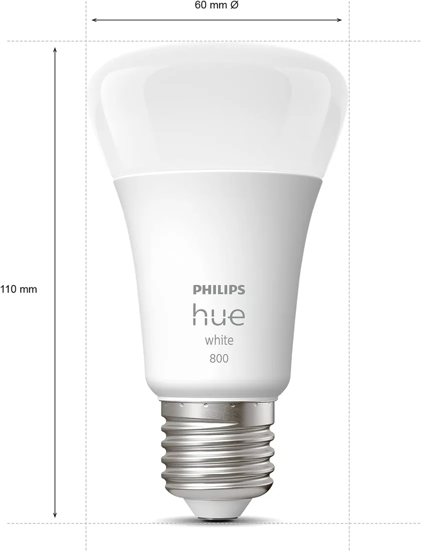 Philips Hue - Bombilla led inteligente, casquillo E27, Luz cálida regulable, 9W - 800 lumens, Bluetooth, Compatible con Zigbee y Alexa foto 3