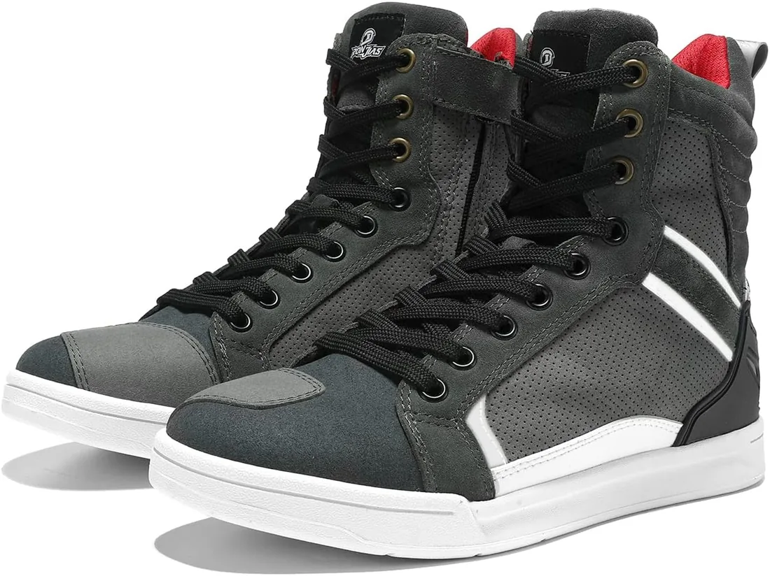 BORLENI Botas Moto de Cuero Hombre Zapatos Moto Protectoras de Motocross Road Street Motocicleta Casual Zapatillas Transpirables Suela Antideslizante
