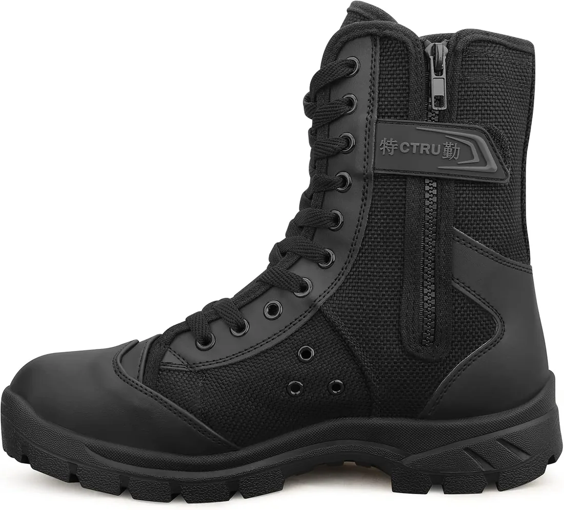 Botas Militares Tácticas Hombre Botas de Combate Negras Botas Militares de Trabajo Transpirables Botas Policiales Botas de Senderismo Ligeras para Exteriores Modelo307 foto 3