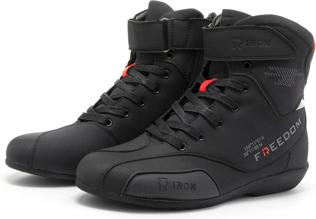 RIDEIRON Botas Moto Hombre Certificación CE Antideslizante | Zapatos Moto Trail Adventure con Cremallera Lateral, Protección de Tobillo para Enduro Touring