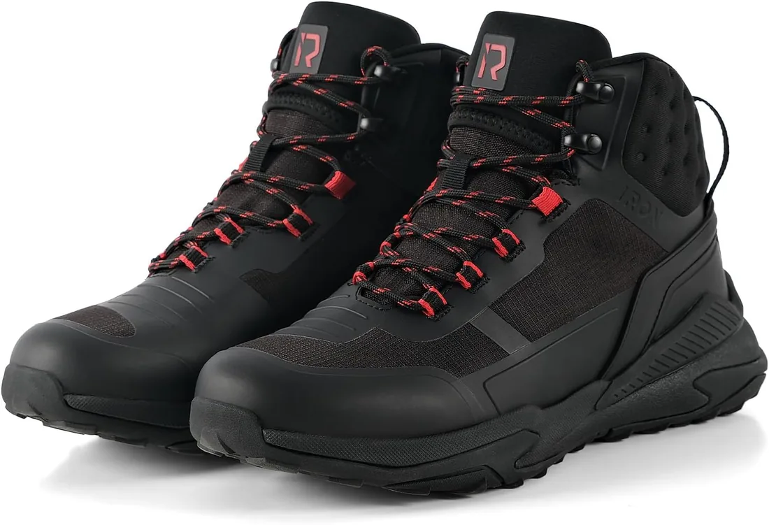 RIDEIRON Botas Moto Hombre Invierno Zapatos Moto Antideslizantes Impermeables Norma CE Botas Moto Informales Calle Transpirables Almacenamiento de Cordones Tobillera Almohadilla de Cambio Negro foto 3