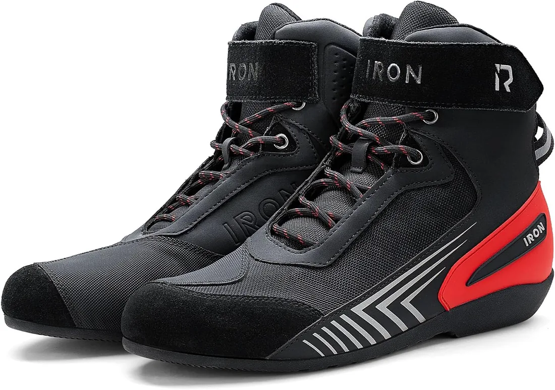 RIDEIRON Zapatos de equitación para motocicleta para hombre, botas protectoras de motocross, para deportes de potencia, informales, antideslizantes, con cremallera lateral foto 3