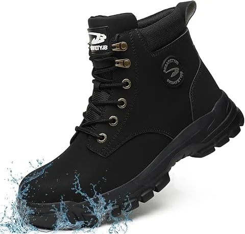 Botas de Seguridad para Hombre Mujer Impermeable Zapatos de Seguridad con Punta de Acero Ligeras Antideslizante Botas de Trabajo foto 2