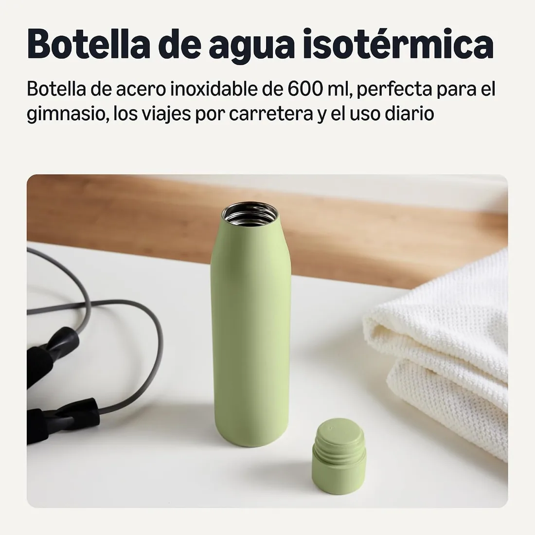 Amazon Basics Botella de Agua Aislante de Acero Inoxidable, 568ml, Libre de BPA, Oliva foto 2