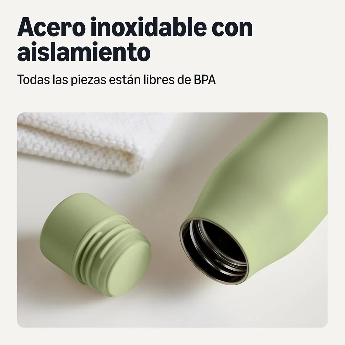 Amazon Basics Botella de Agua Aislante de Acero Inoxidable, 568ml, Libre de BPA, Oliva foto 3