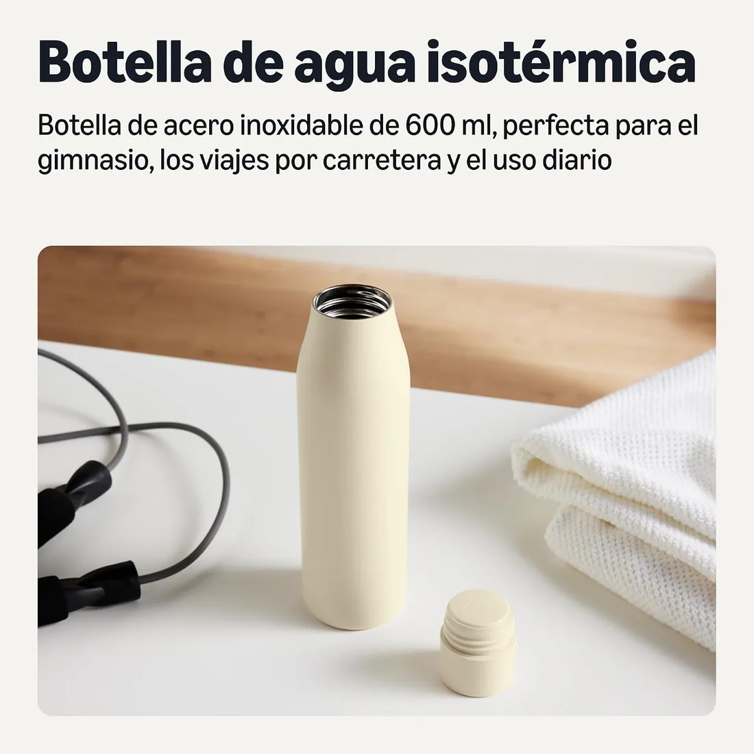 Amazon Basics Botella de Agua Aislante de Acero Inoxidable, 568ml, Libre de BPA, Marfil foto 2