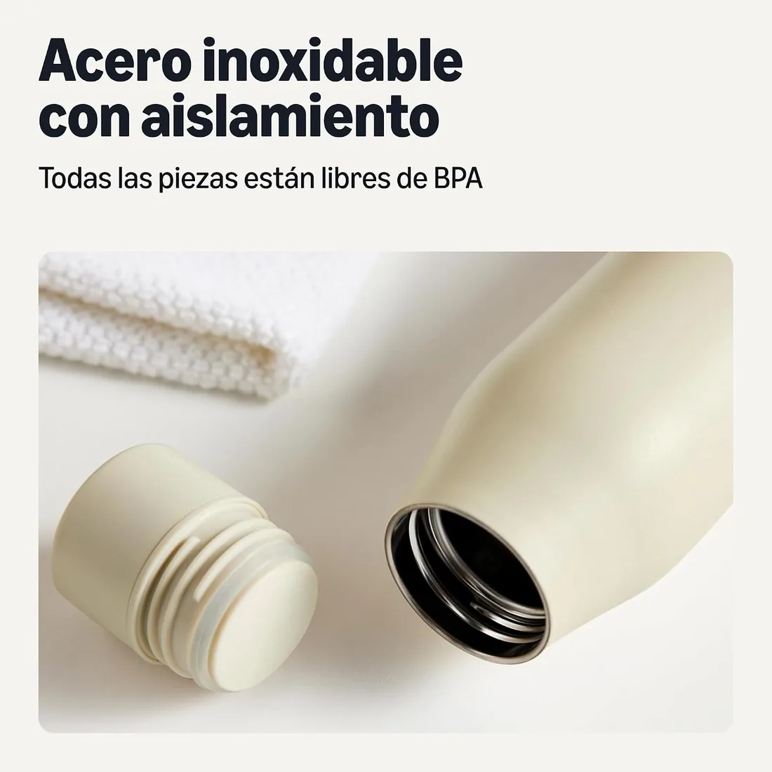 Amazon Basics Botella de Agua Aislante de Acero Inoxidable, 568ml, Libre de BPA, Marfil foto 3