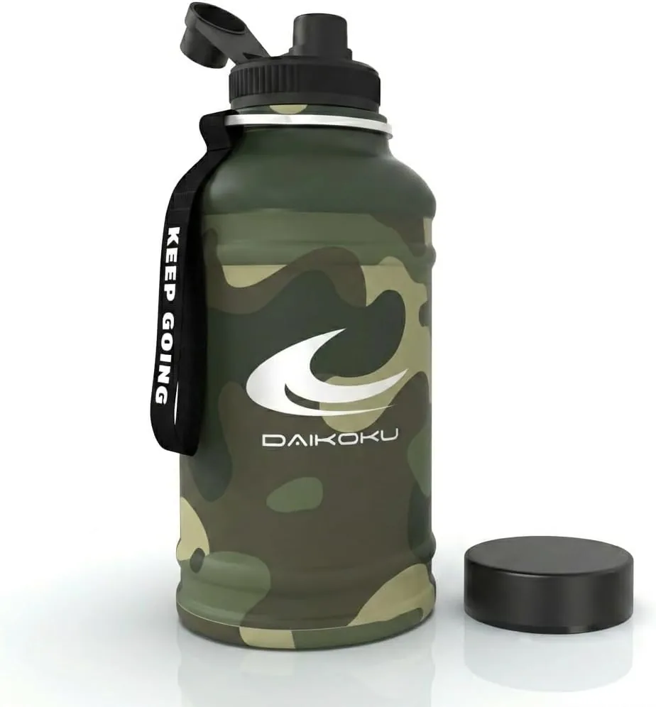 Daikoku Botella Térmica Acero Inoxidable 1,3L Antifugas | Frío 24h Calor 12h | Sin BPA Doble Pared | Termo Deportivo para Gimnasio Senderismo Viajes | Camuflaje