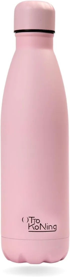 OTTO KONING Botella Agua Acero Inoxidable Térmica 500ml Doble Pared Sin BPA | Acero inoxidable 18/8 alimentario, doble pared con vacío, apta agua café té, antifugas, libre de BPA y ftalatos, ligera