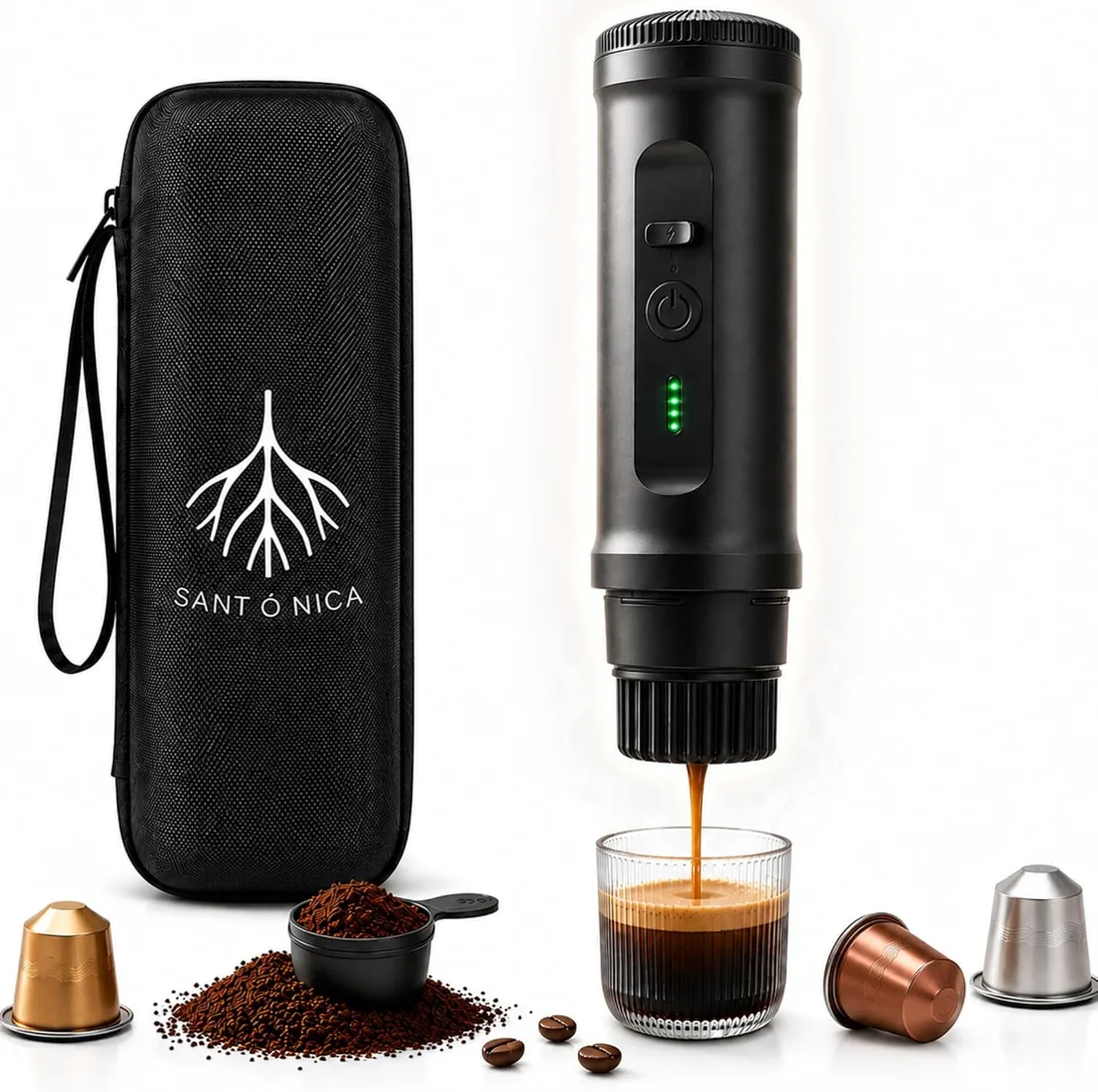 Cafetera Portatil Capsulas 2 En 1 Y Cafe Molido, Cafetera Capsulas Portatil 20 Bar Con Calentamiento Y Carga Rapida USB C, Compatible Con Capsulas Para Viaje