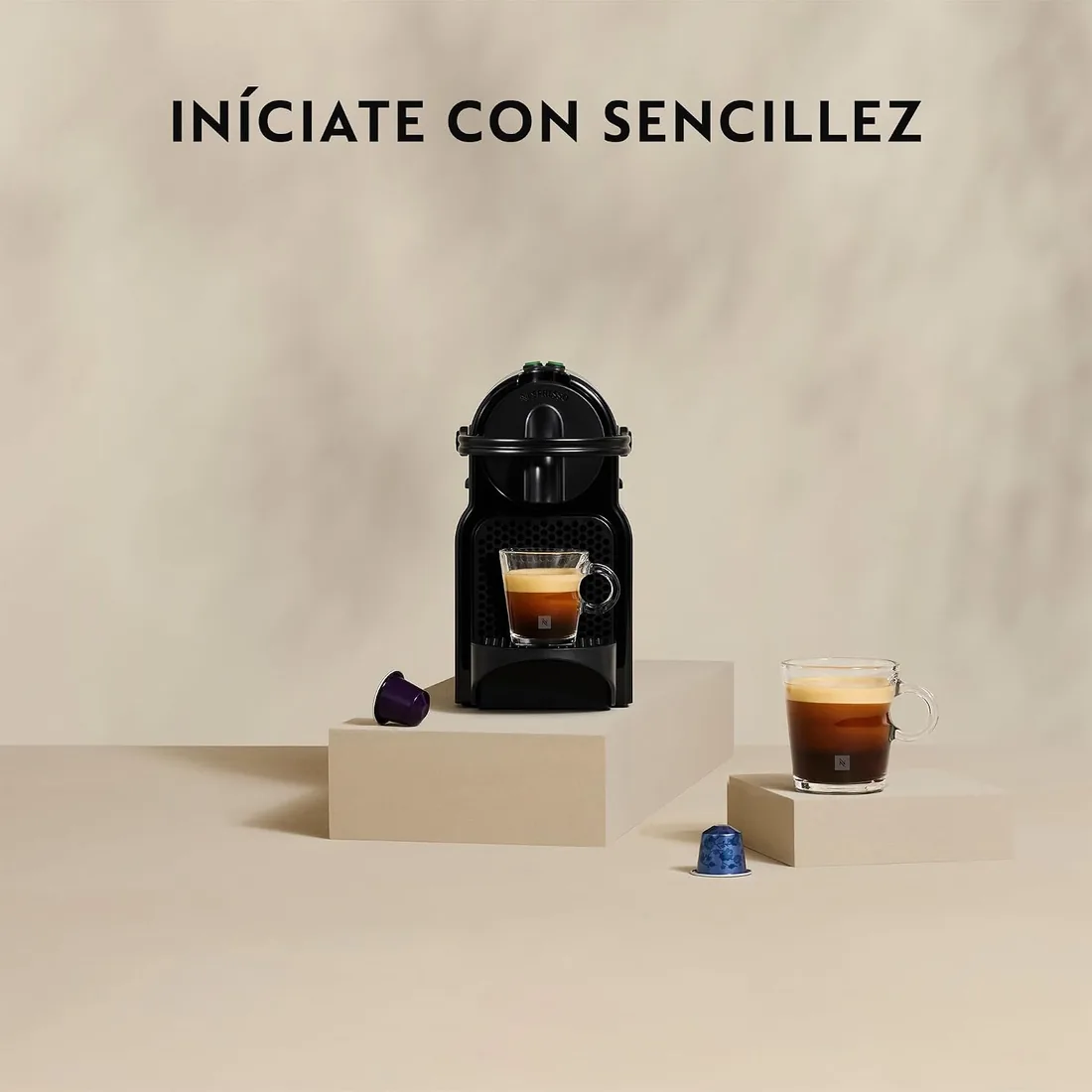 Nespresso De'Longhi Inissia EN80.CW - Cafetera monodosis de cápsulas Nespresso, 19 bares, apagado automático, color crema foto 3