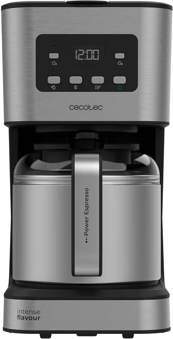 Cecotec Cafetera de Goteo Coffee 66 Drop & Thermo Time, 950 W, 1,2 L, 10 tazas, Patalla LCD, Temporizador 24 h, Sistema Antigoteo, Protección contra sobrecalentamientos, 6 interruptores
