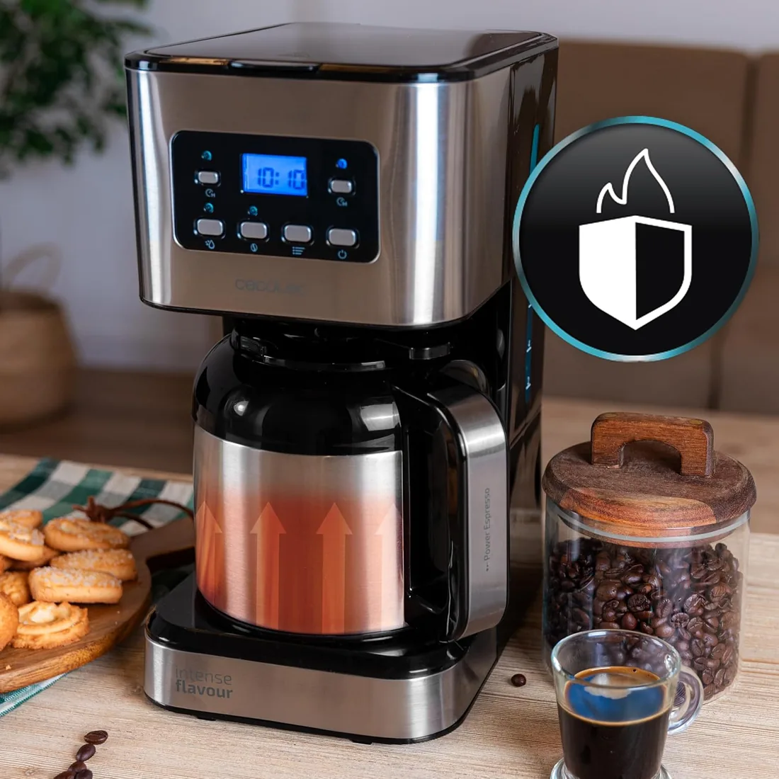 Cecotec Cafetera de Goteo Coffee 66 Drop & Thermo Time, 950 W, 1,2 L, 10 tazas, Patalla LCD, Temporizador 24 h, Sistema Antigoteo, Protección contra sobrecalentamientos, 6 interruptores foto 2