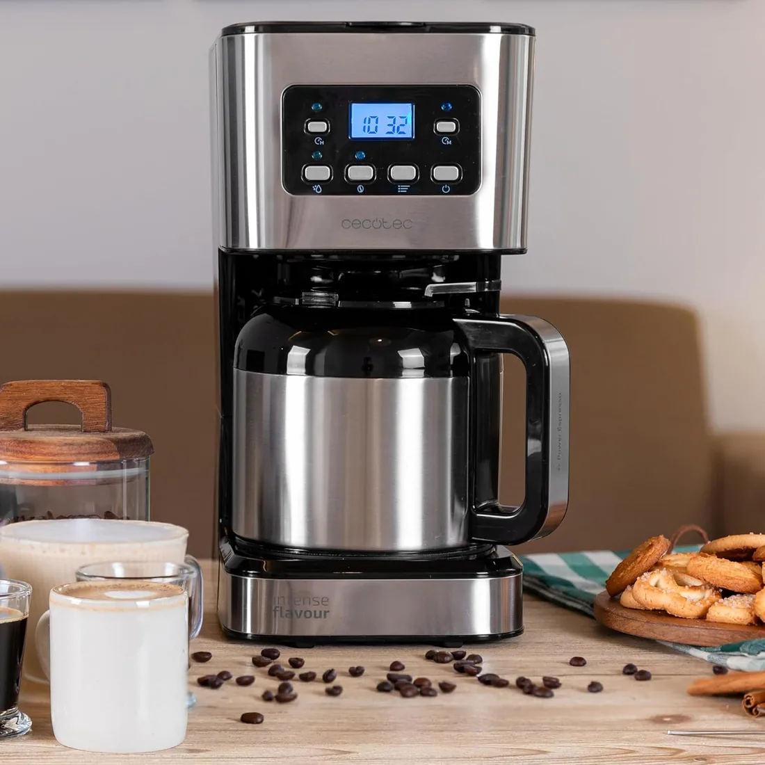 Cecotec Cafetera de Goteo Coffee 66 Drop & Thermo Time, 950 W, 1,2 L, 10 tazas, Patalla LCD, Temporizador 24 h, Sistema Antigoteo, Protección contra sobrecalentamientos, 6 interruptores foto 3