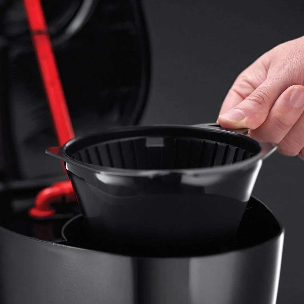 Russell Hobbs Cafetera de Goteo [1,25l, 12 tazas pequeñas / 10 tazas grandes, digital, programable] Textures Plus (tecnología de rociado avanzada, filtro extraíble, cuchara medidora, negro) 22620-56 foto 2