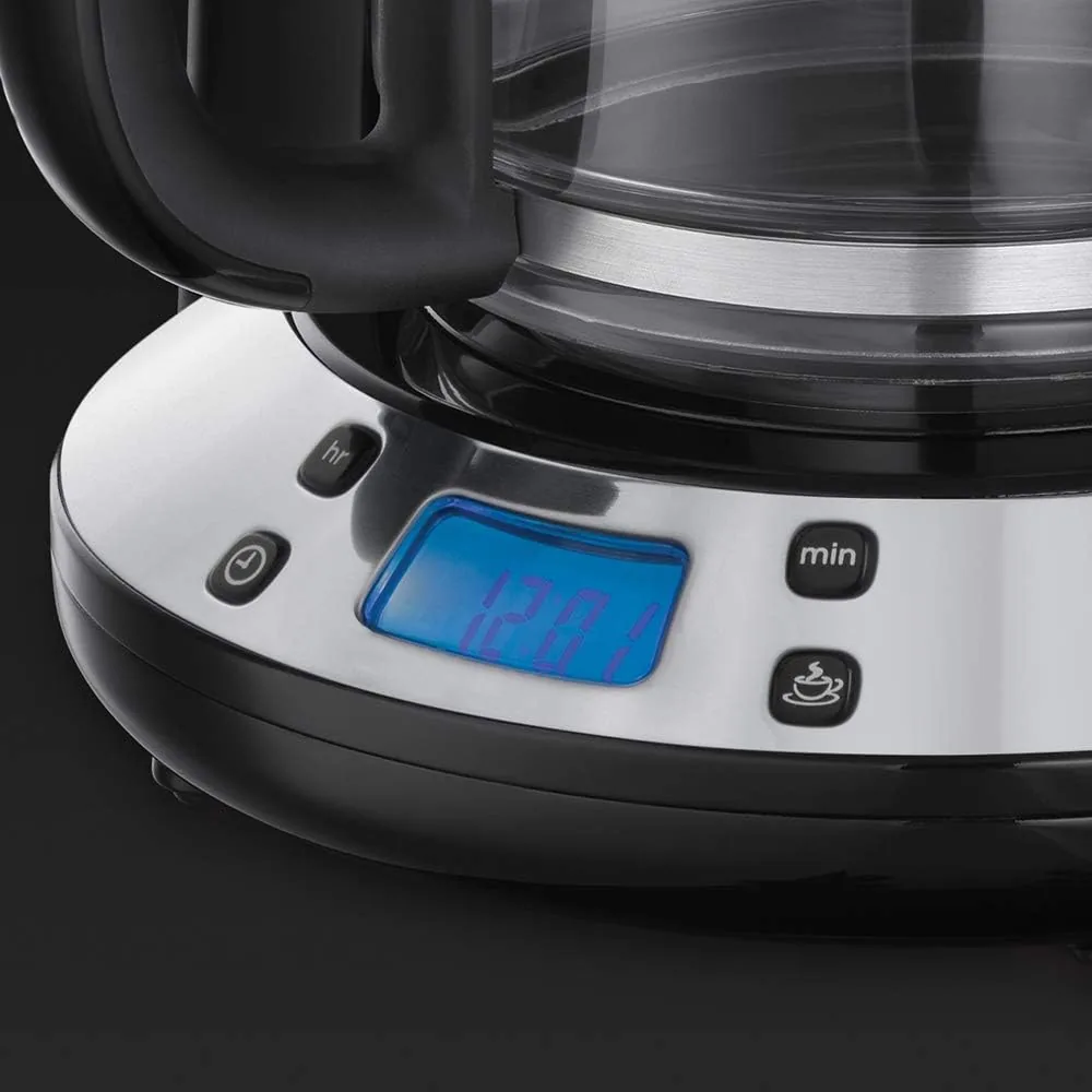 Russell Hobbs Cafetera de Goteo Colours Plus - 15 Tazas, Jarra Cristal 1,5L, Soporte Filtro Extraíble, Tecnología WhirlTech, Cuchara Medidora, Pantalla LCD, Programable, Negro y Crema - 24033-56 foto 3